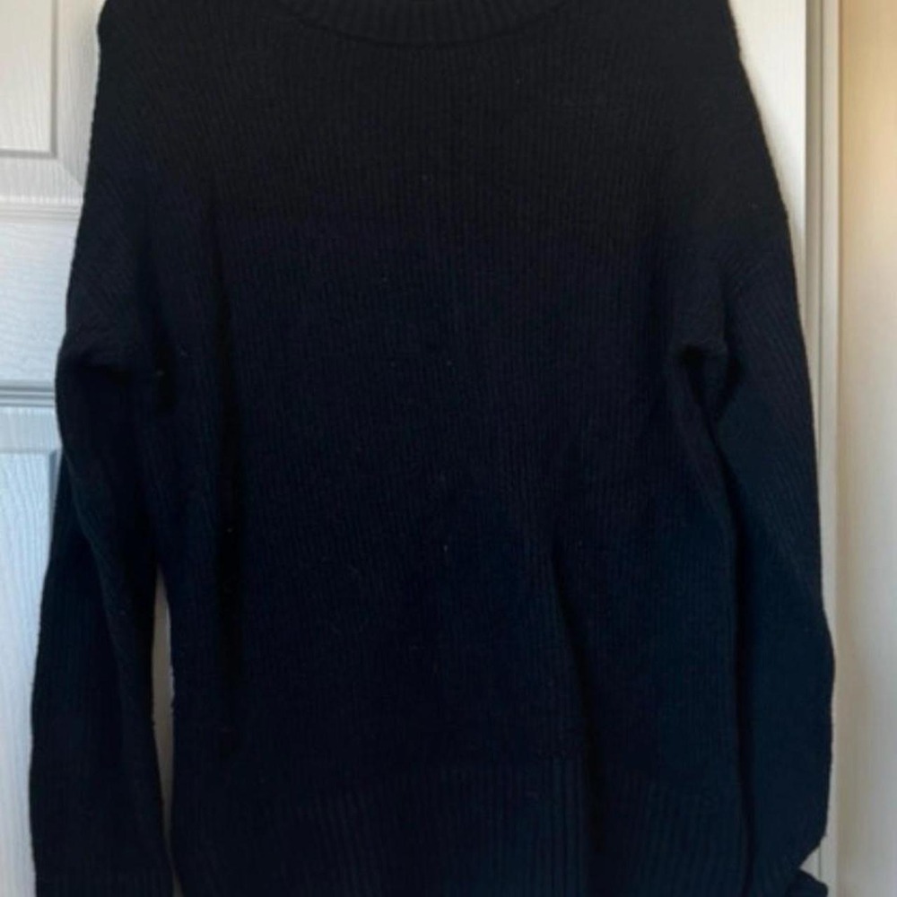 Old Navy SoSoft Black Ribbed Crew Neck Sweater XS Long Sleeve Cotton Blend